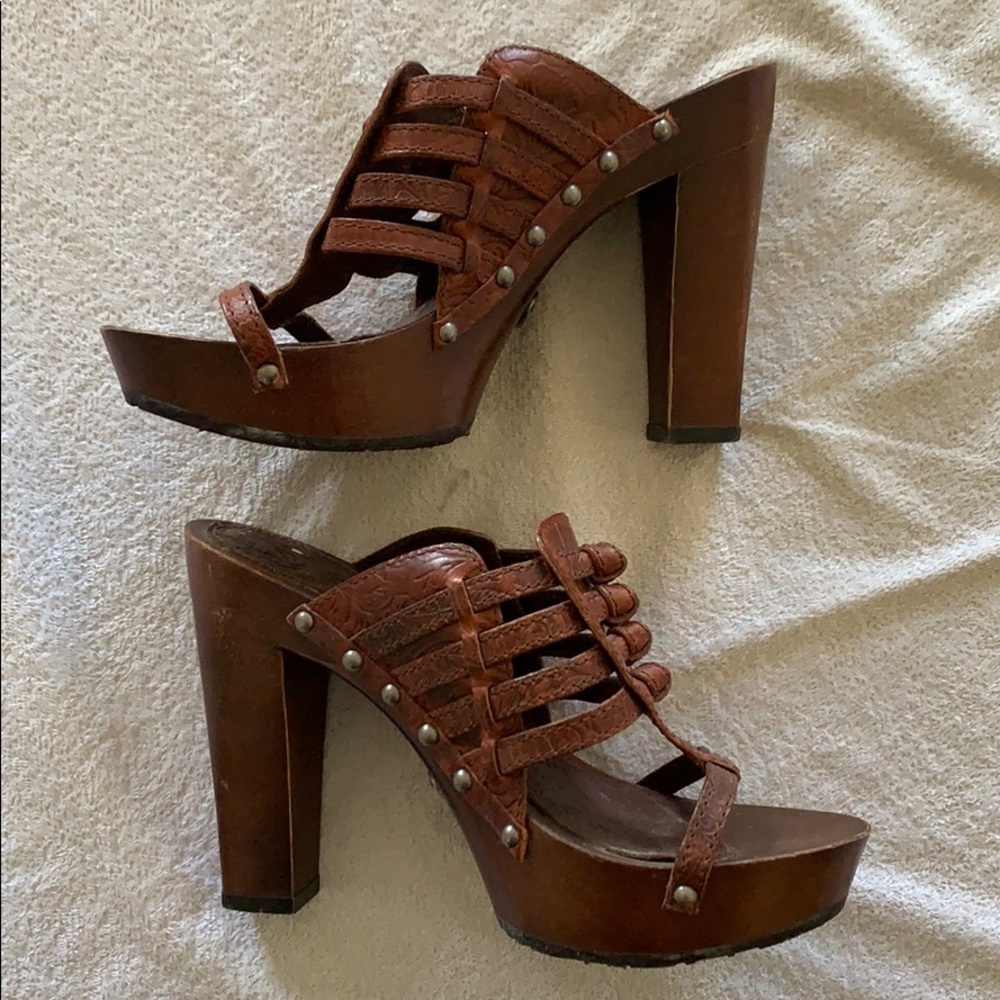 Dior wood and leather platform